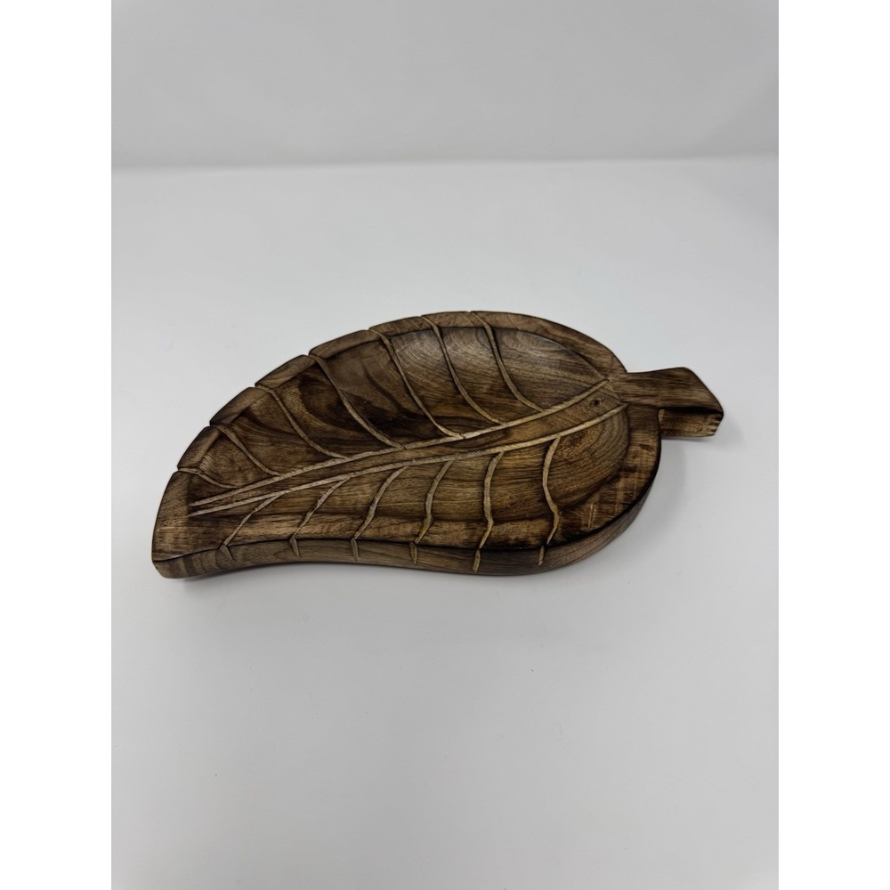 Wooden Hand Carved Leaf Large Tray / Incense Burner‎ Holder Decor Tray Home